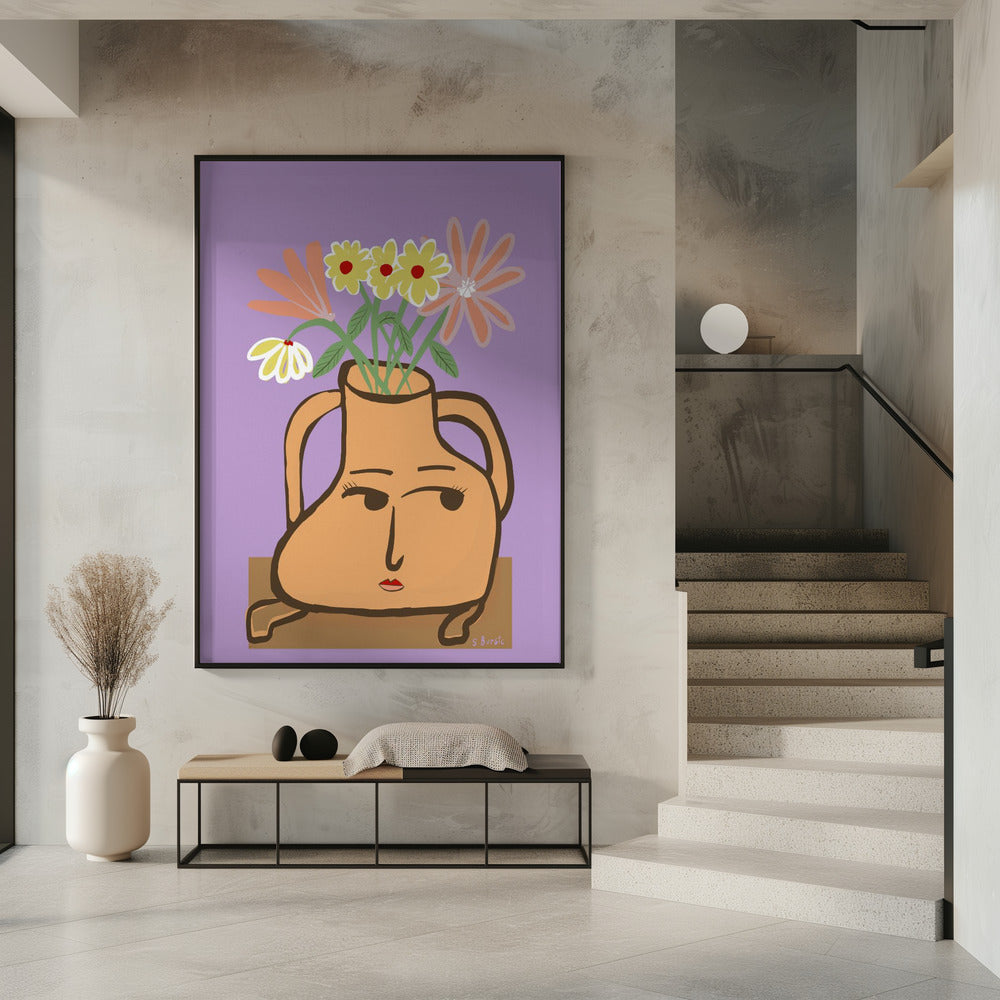 Dame in Vase mit Blumen | Poster