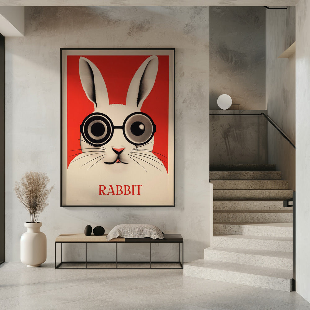 Kaninchen mit übergroßer Brille | Poster