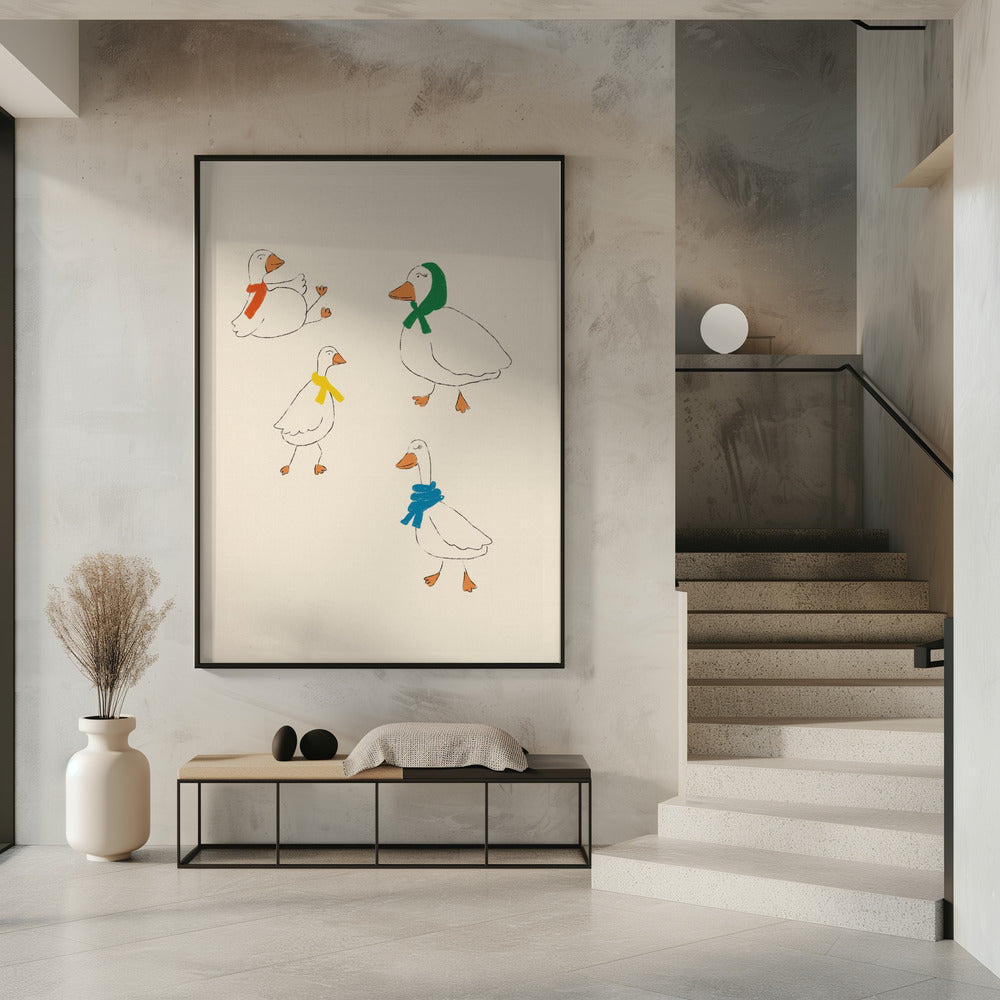Enten mit bunten Schals | Poster