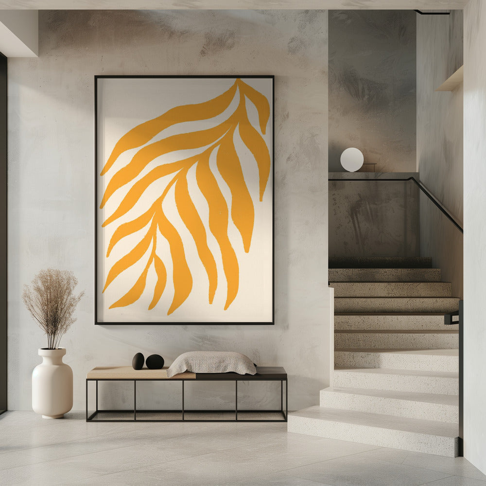 Yellow Silhouette Textured Branch | Poster