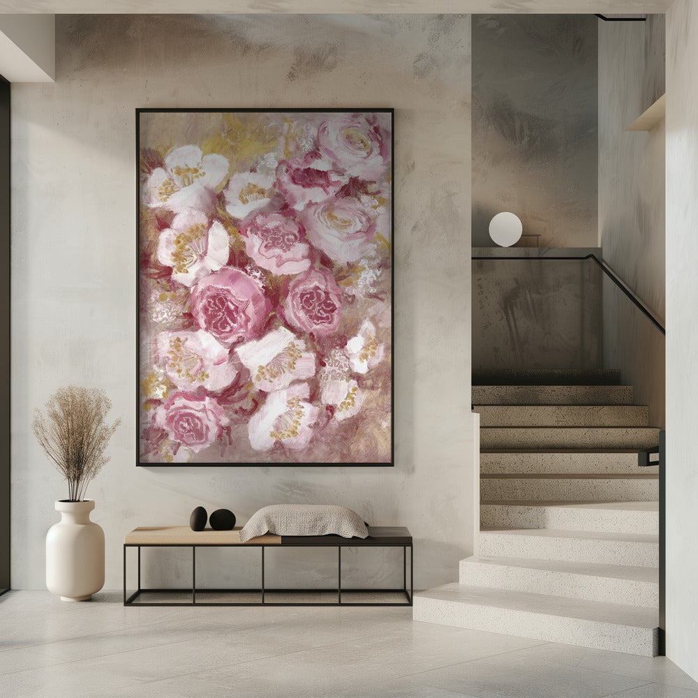 Blumenstrauß mit rosa Rosen | Poster