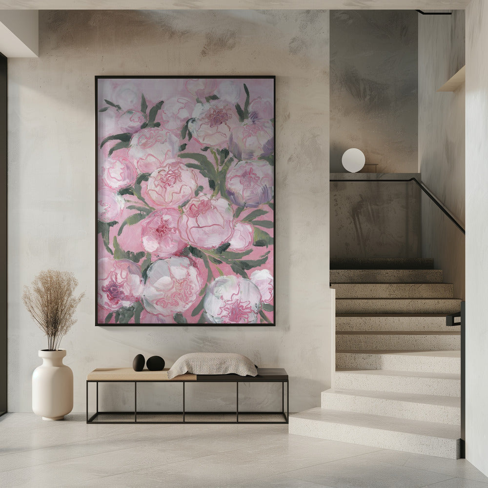 Blumenkomposition aus rosa Pfingstrosen | Poster