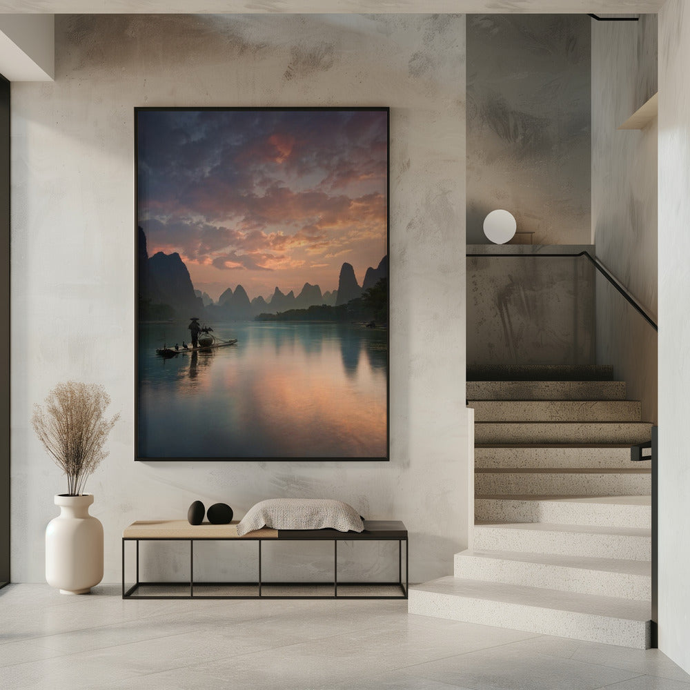 Sonnenaufgang am Li-Fluss | Poster