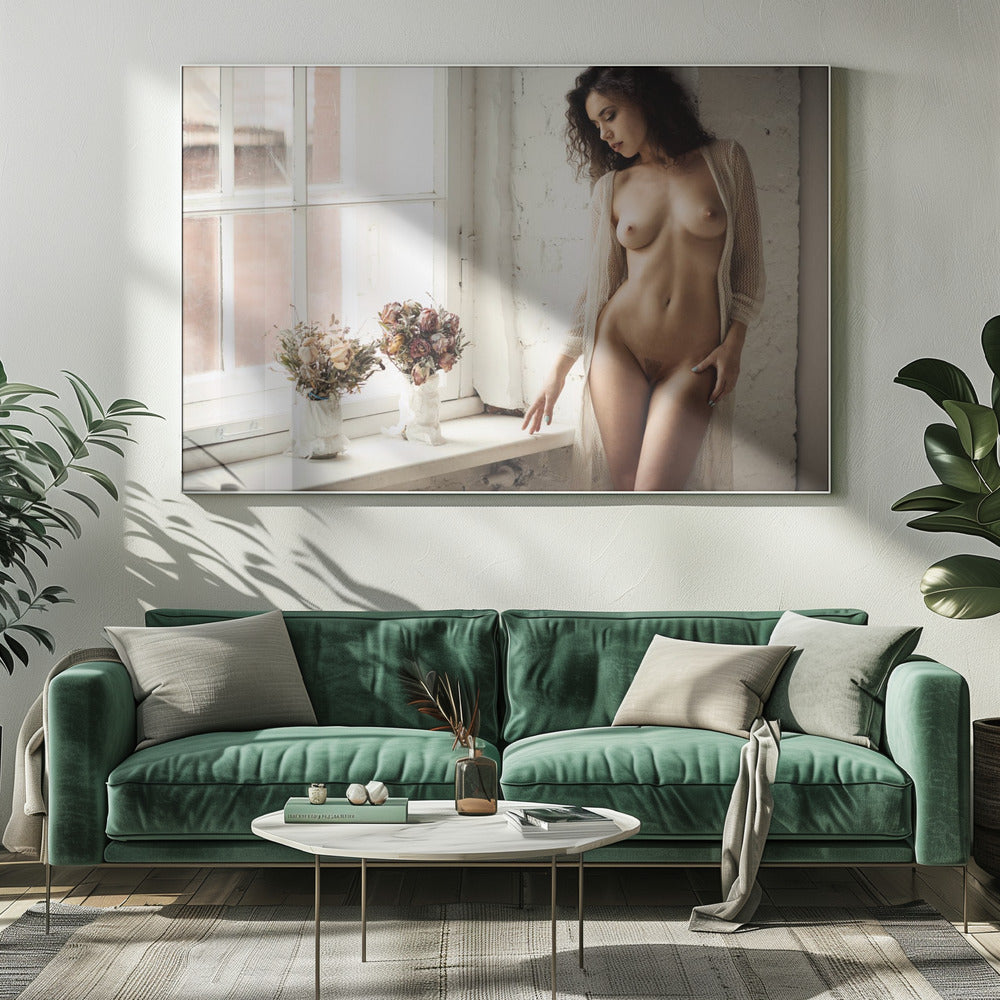 Porträt mit Blumen | Leinwand