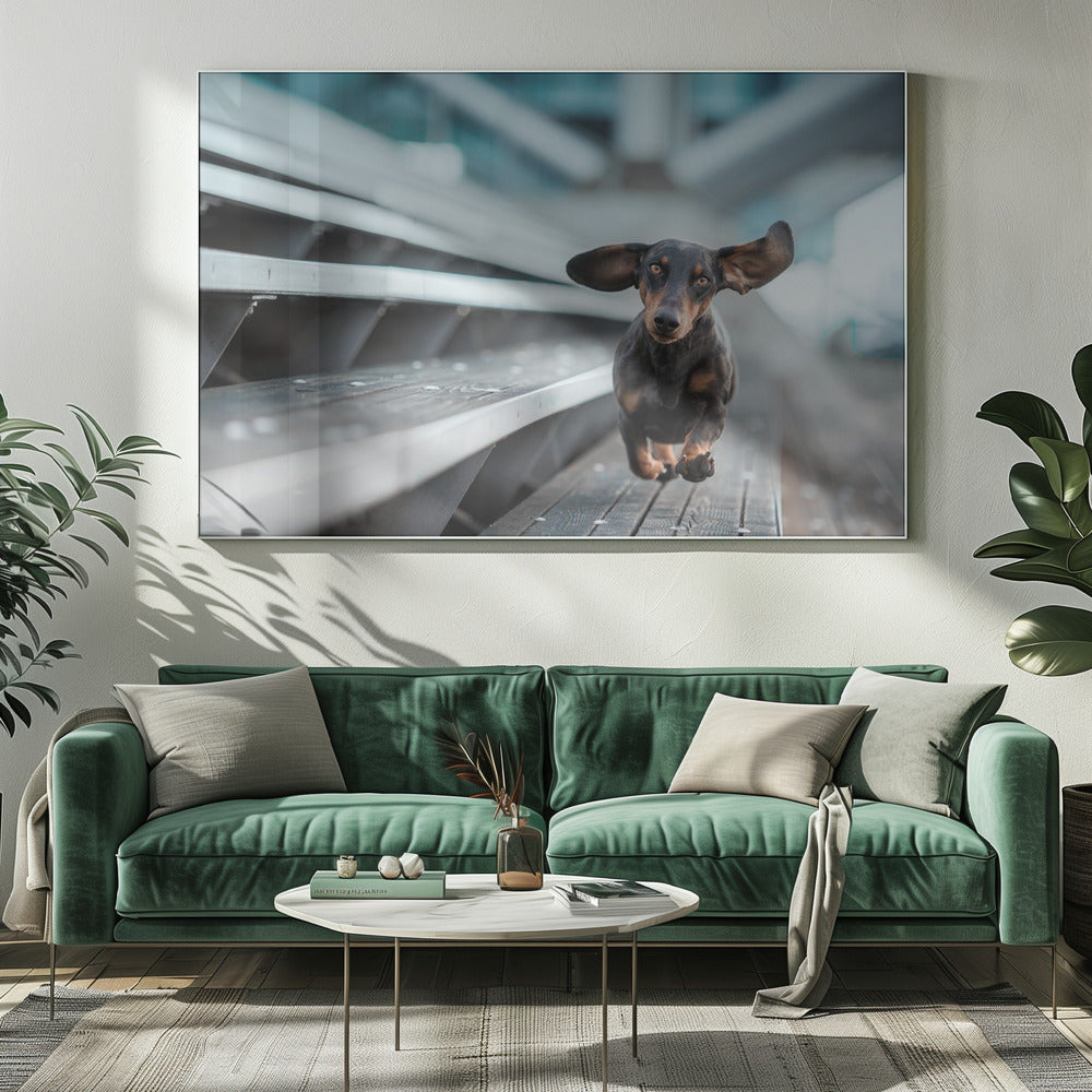 Ein kleiner Hund läuft durch die Welt.... | Canvas