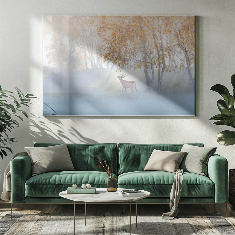 Elch im Nebel verloren | Leinwand