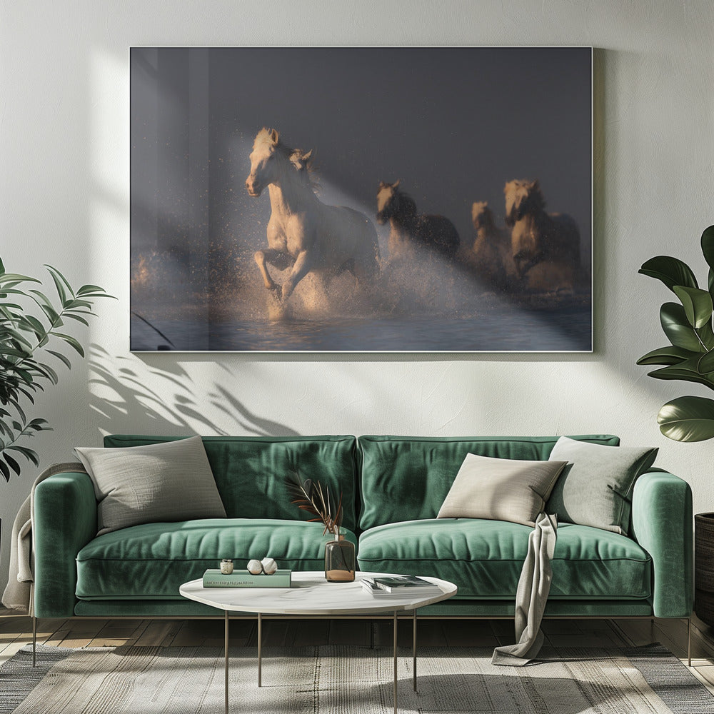 horses in sunset light | Canvas