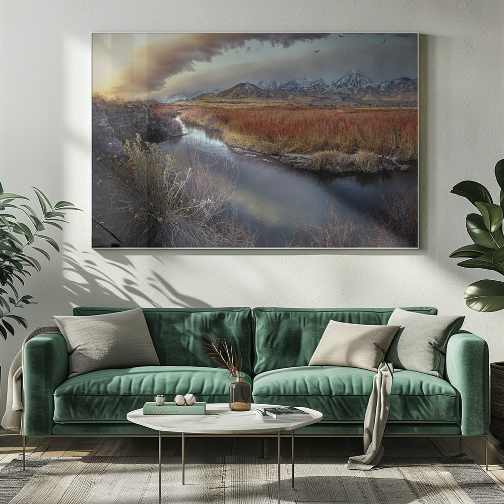 Owens River bei Sonnenaufgang | Leinwand