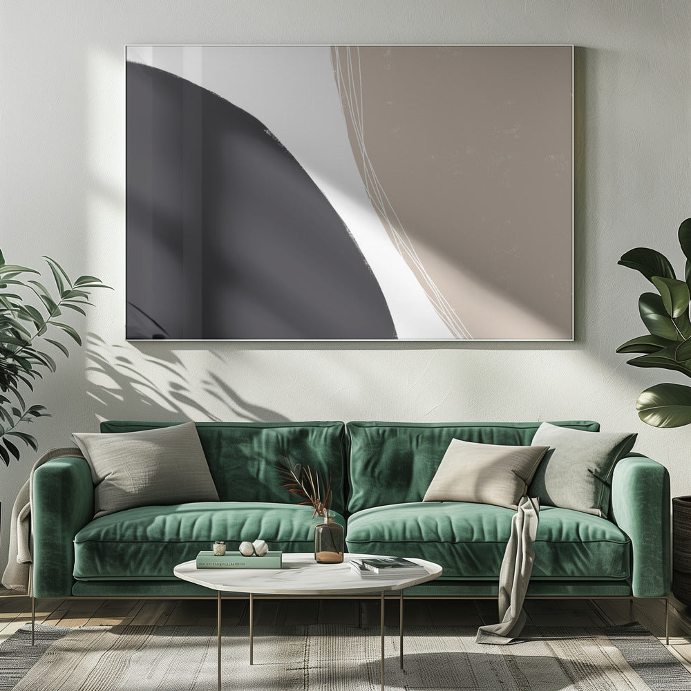 Schwarze und beige organische Formen | Leinwand