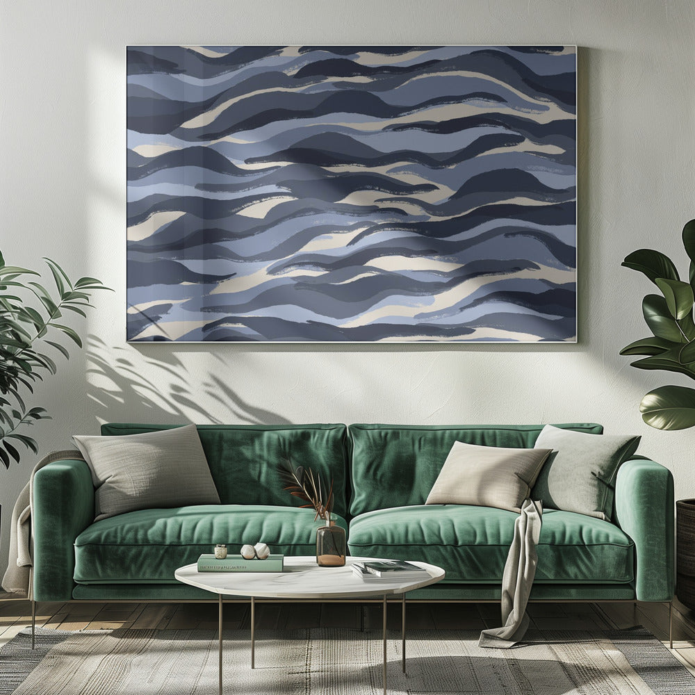 Wellen aus Indigo | Leinwand