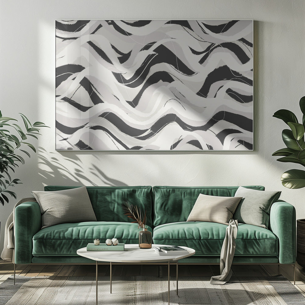 Monochrome Wellen | Leinwand