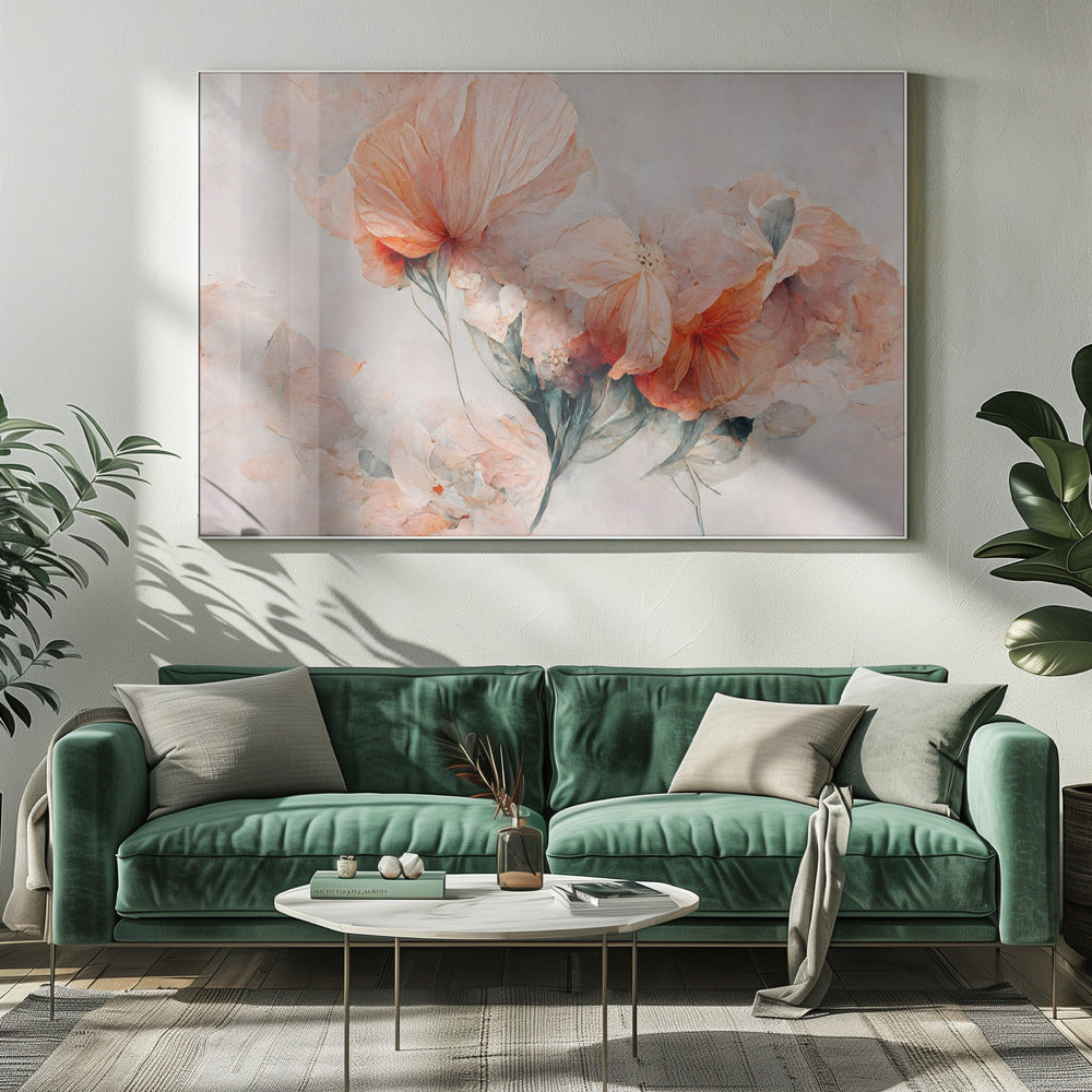 Blüten in Koralle | Leinwand