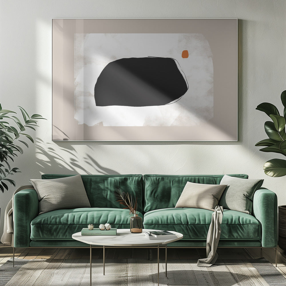 Black Shape On A Textured Beige Background | Canvas