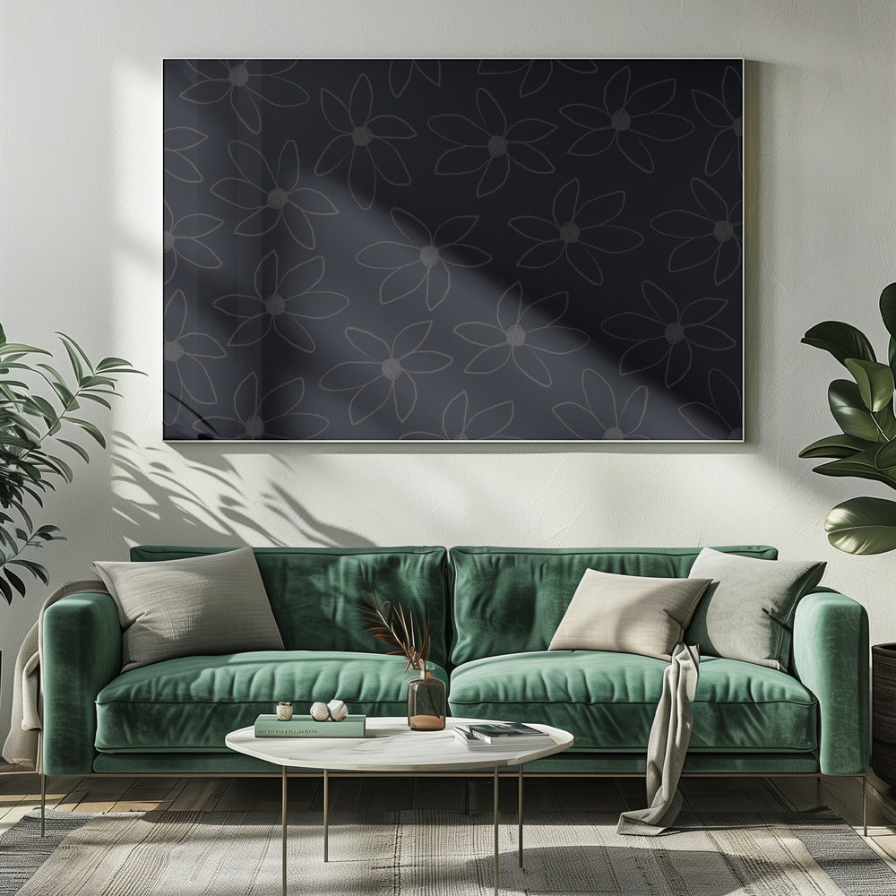 Schwarze luftige Blumen | Leinwand