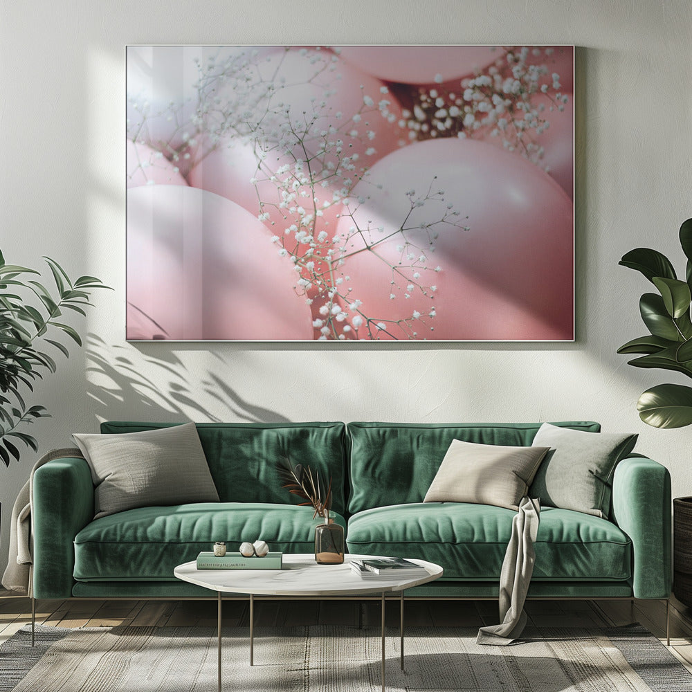 Pink Balloons with Flower | Canvas