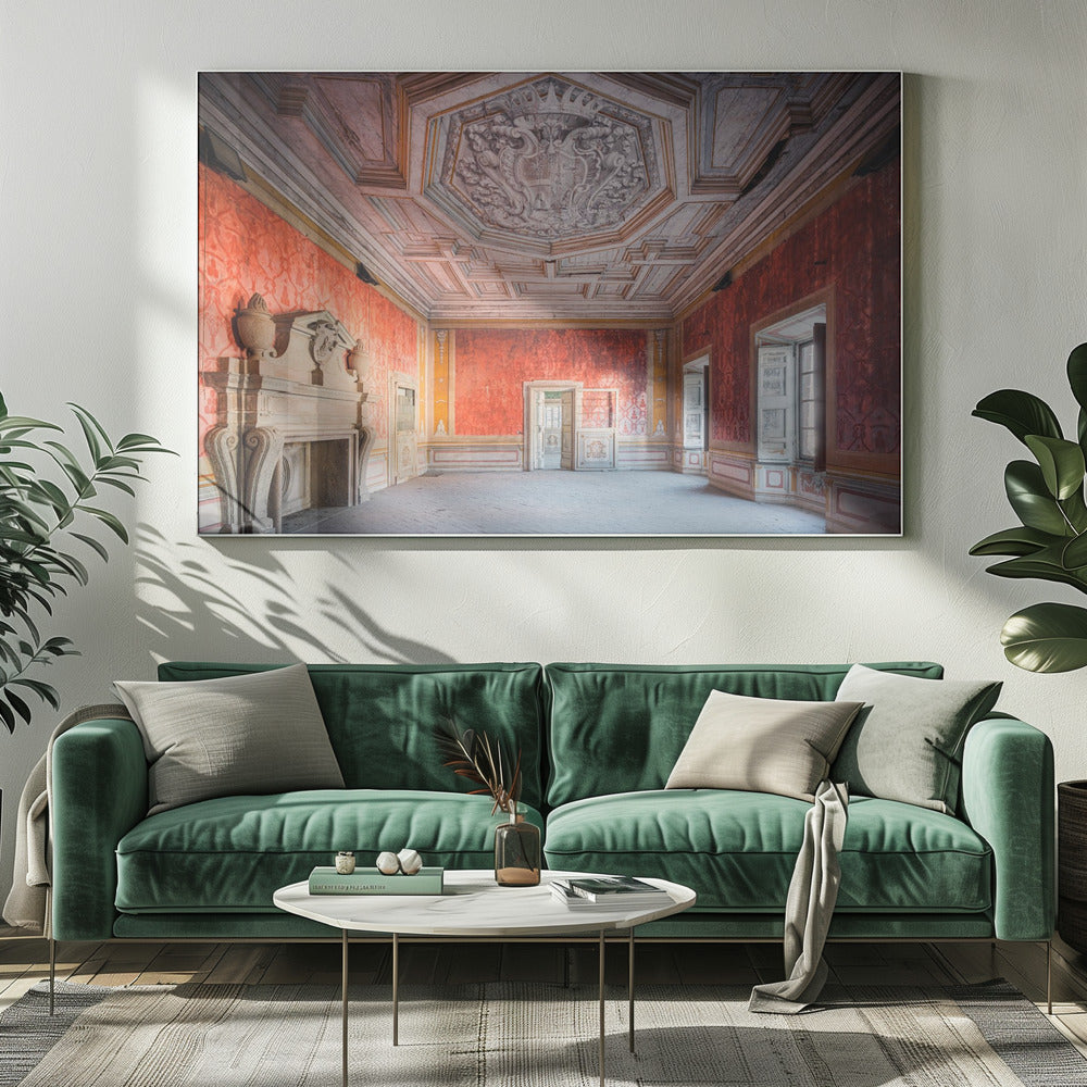 Verlassener roter Raum | Leinwand