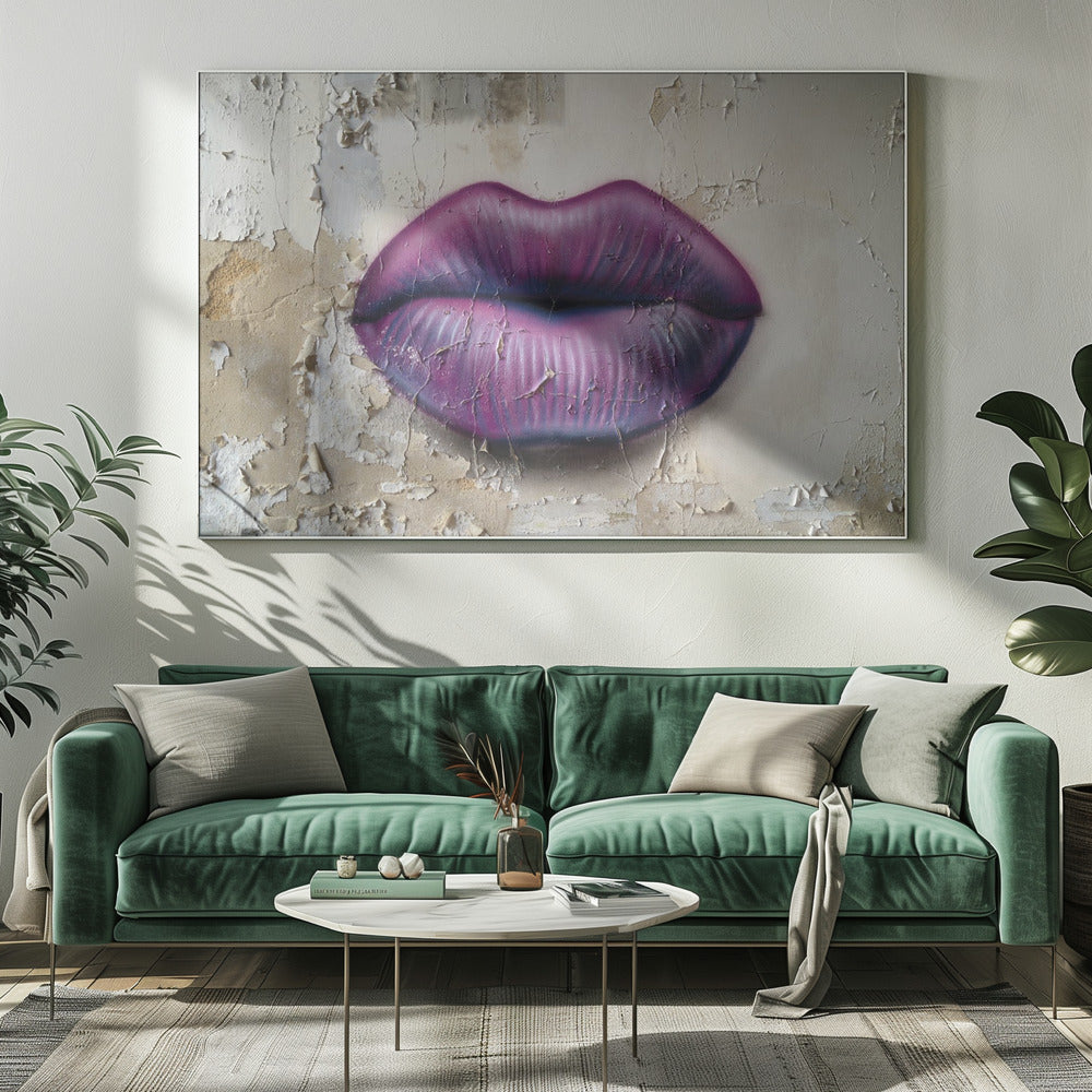 Lippen an der Wand | Leinwand