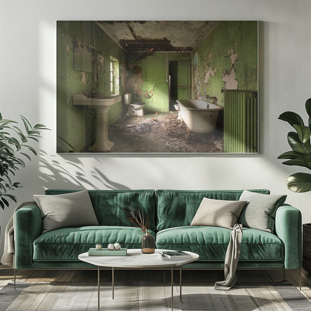 Grünes Badezimmer | Leinwand