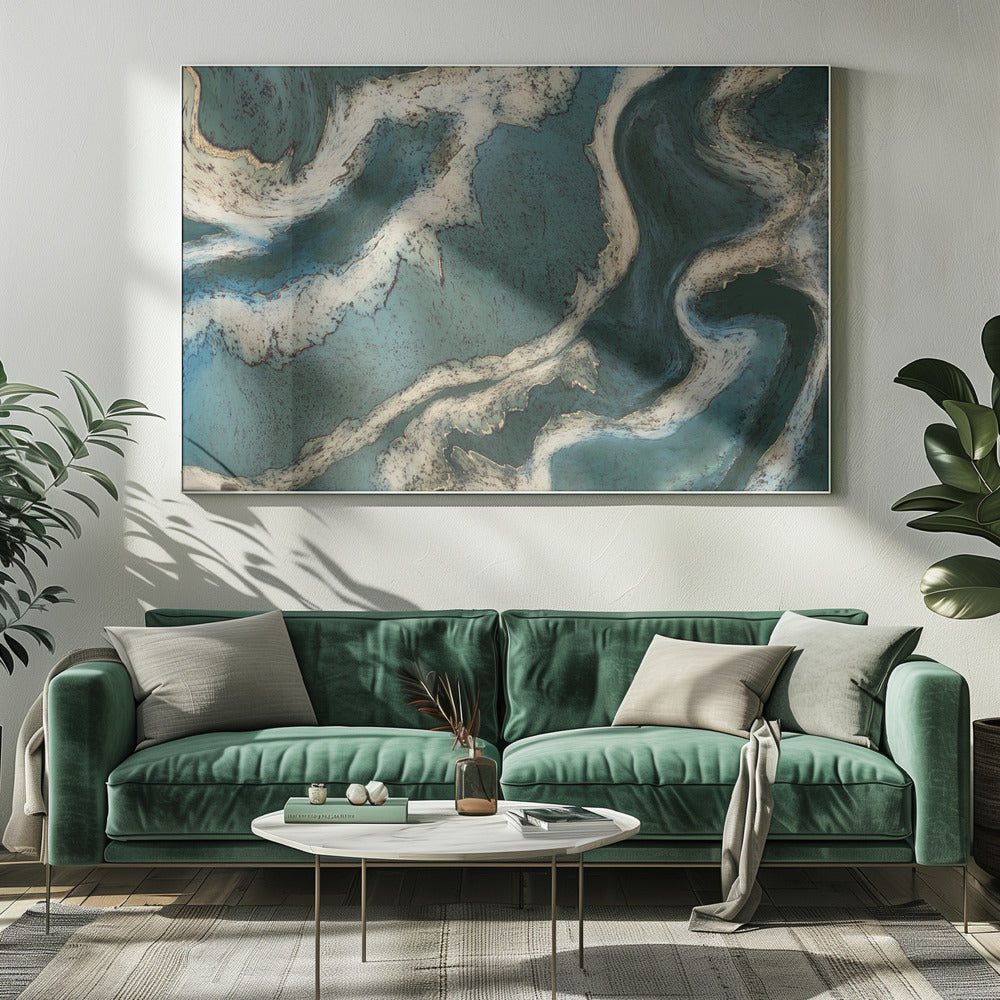 Alkoholtinte Grün Gold | Leinwand