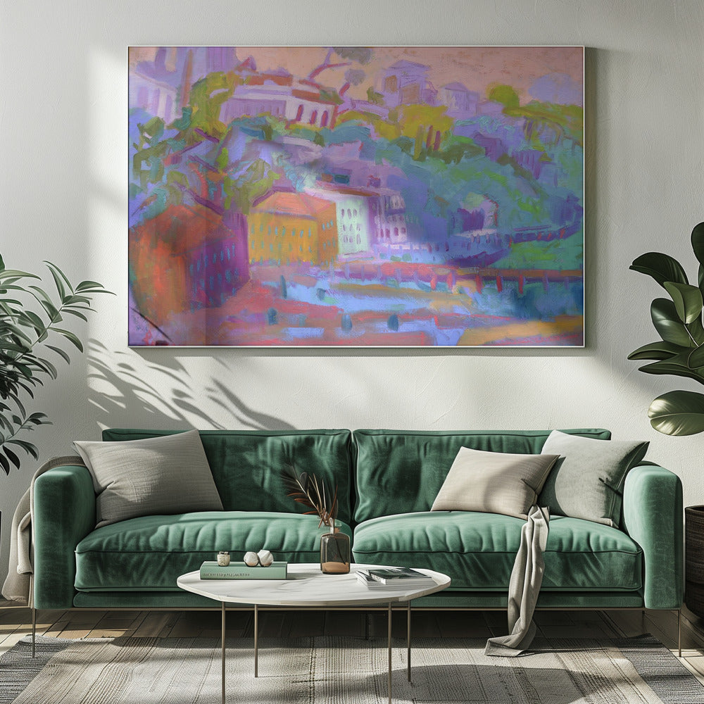 Bunte Hügelszene | Leinwand