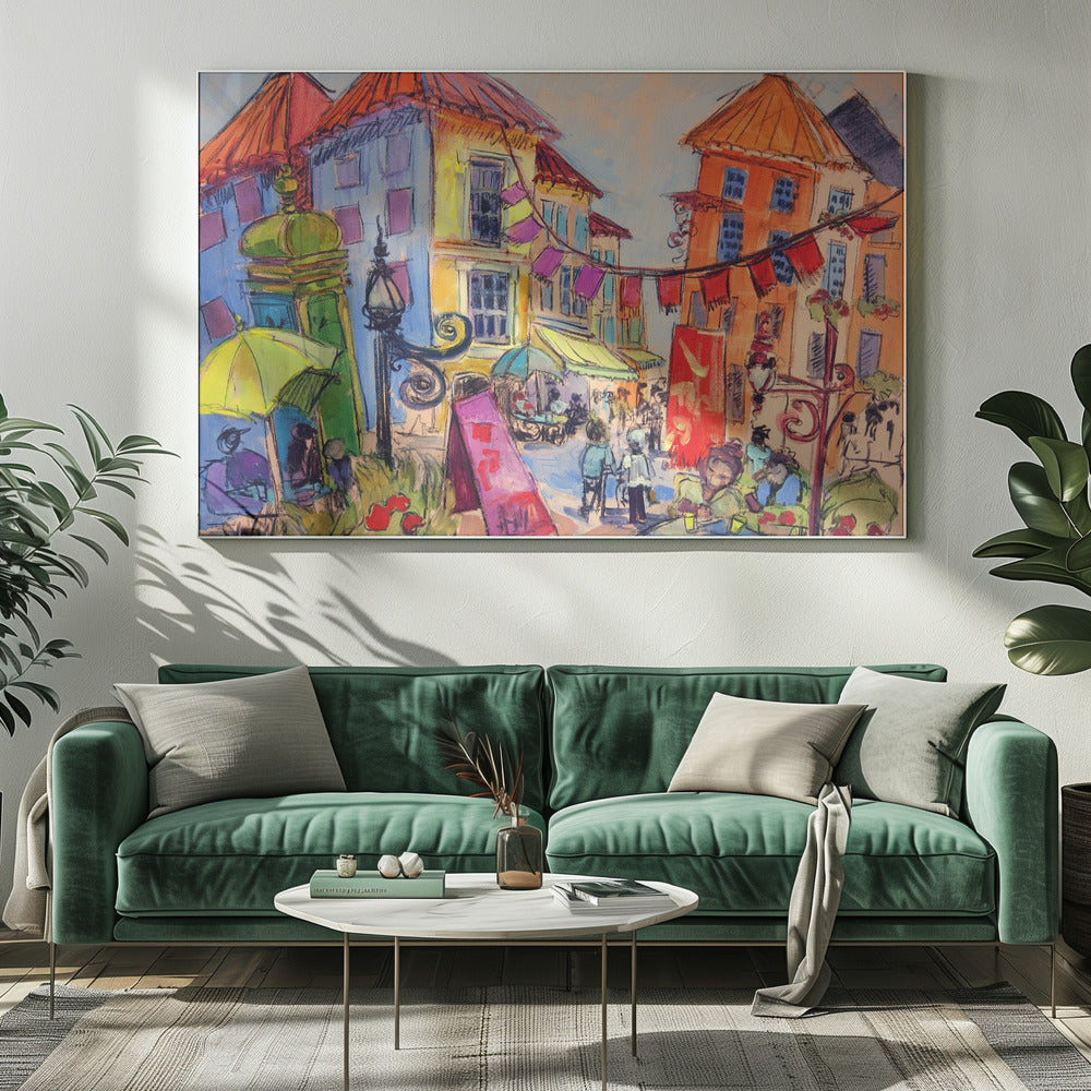Lebendige Straßenszene | Leinwand