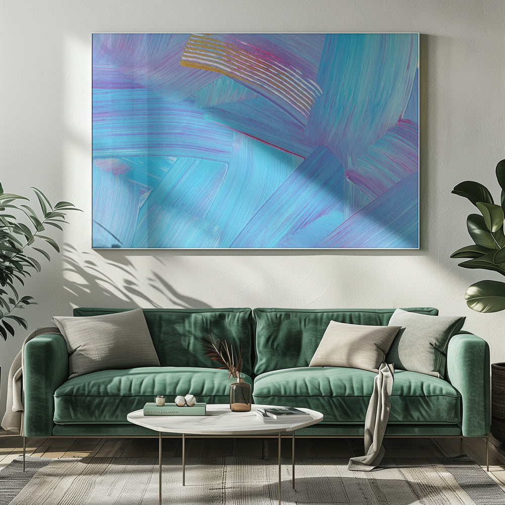 Leuchtend blaue Pinselstriche | Leinwand