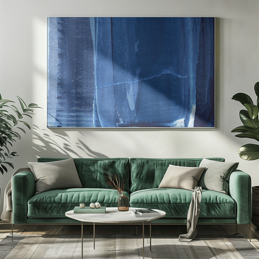 Blue Texture Flowing Vertical Lines | Canvas