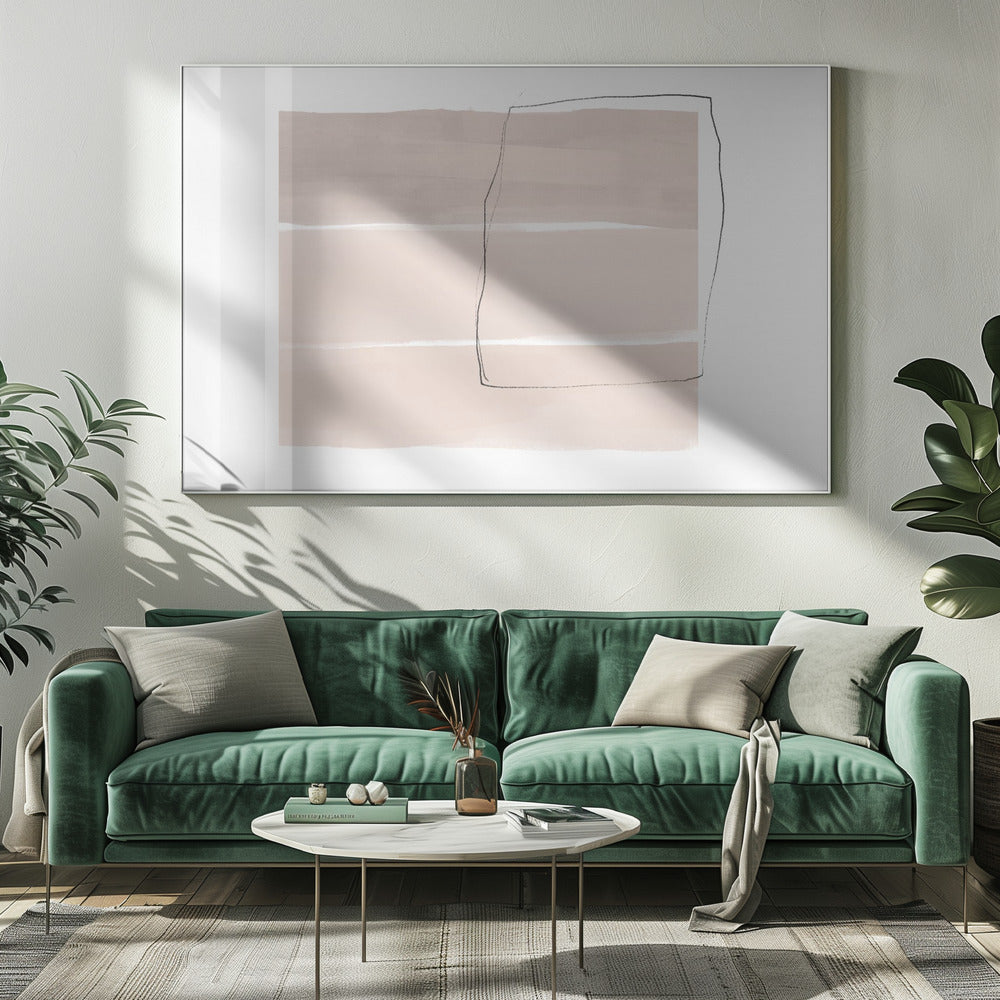 Sanfte Beigetöne mit horizontalen Bändern | Leinwand