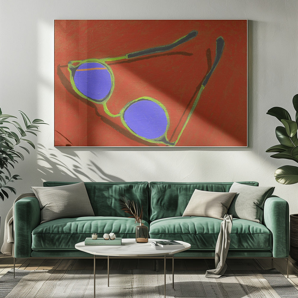Sonnenbrille auf Rot | Leinwand