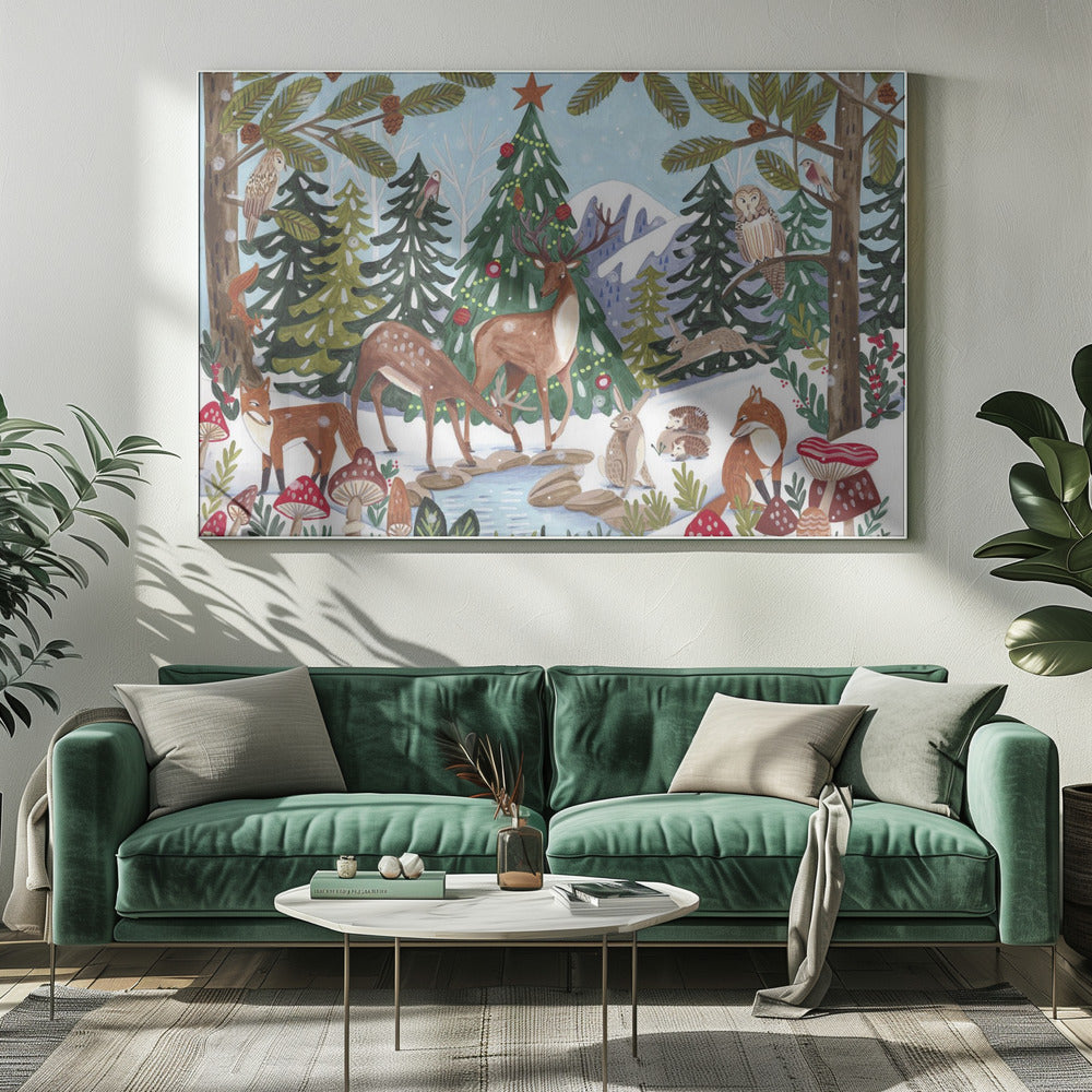Tierische Winterszene | Leinwand