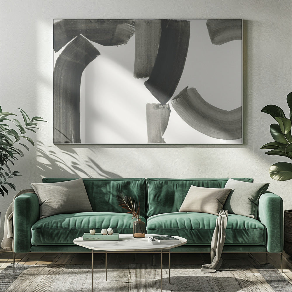 Monochrome abstrakte schwarze Formen 1 | Leinwand