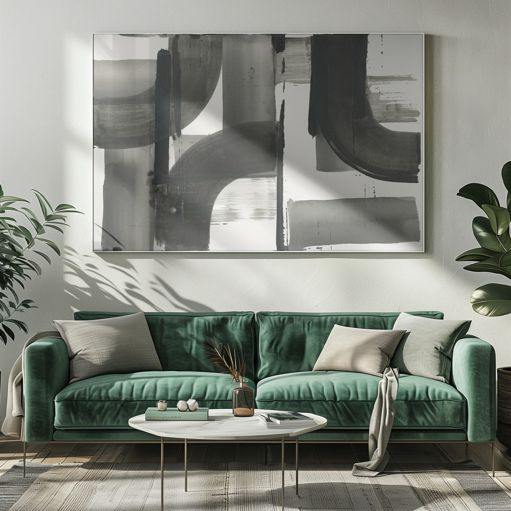 Monochrome abstrakte schwarze Formen 3 | Leinwand