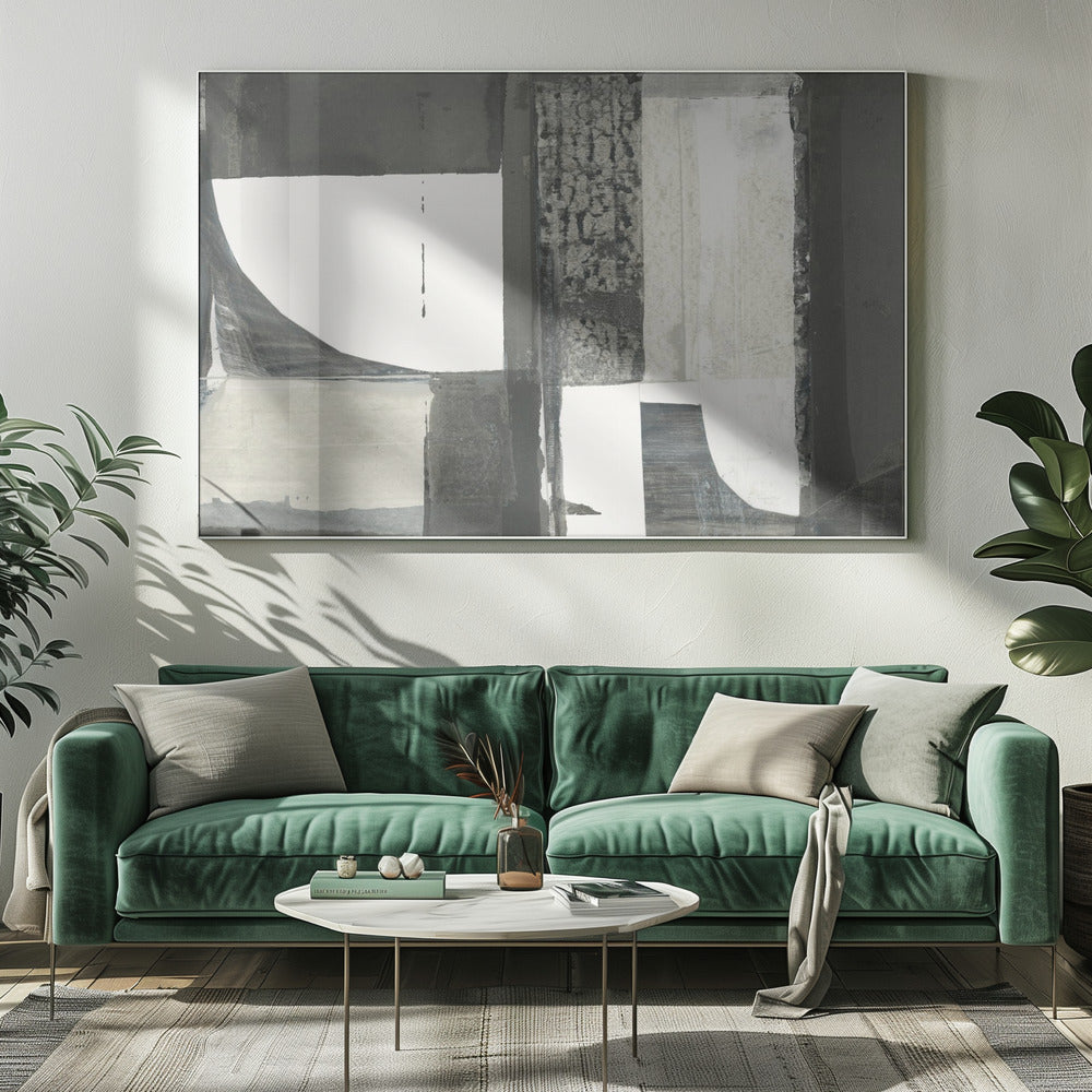 Monochrome schwarze abstrakte Formen Licht 2 | Leinwand