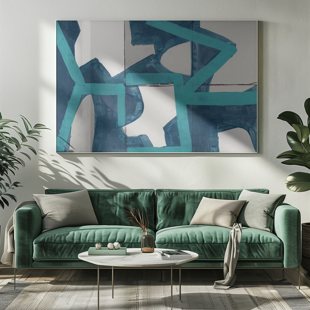 Metrischer blauer abstrakter Kunstdruck | Leinwand