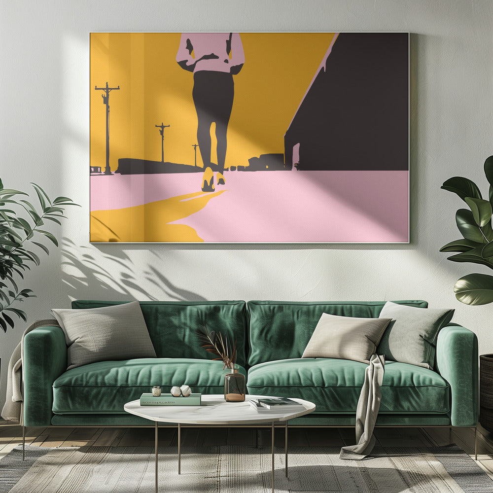Silhouette einer gehenden Frau | Leinwand