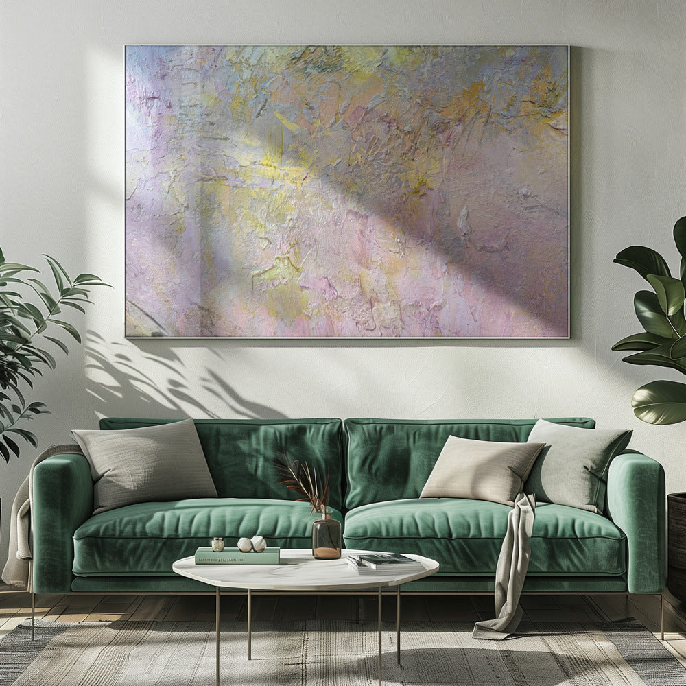 Abstrakt in Gold und Rosa | Leinwand