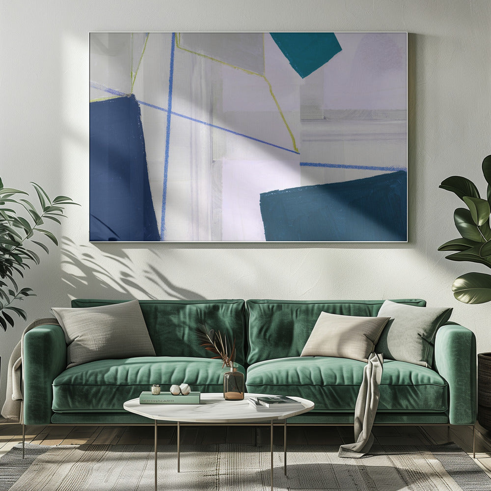 Abstrakte Komposition in Blau 1 | Leinwand