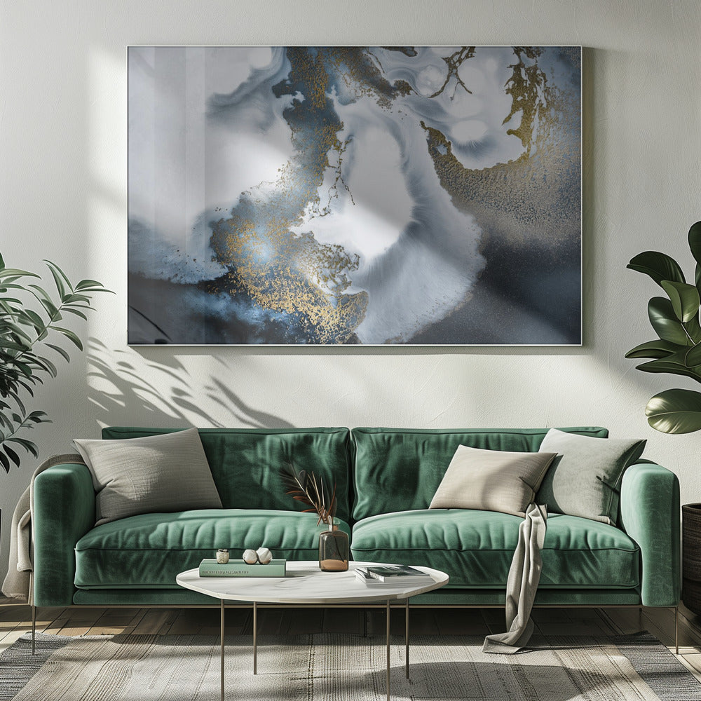 Schwarz-Weiß und Gold „Midnight Motion“ | Leinwand