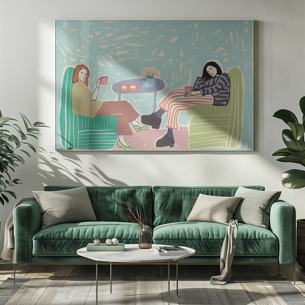 Freunde schlürfen Kaffee | Leinwand