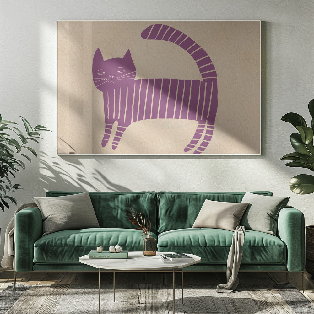 Malvenfarbenes Katzen-Kinderzimmer | Leinwand