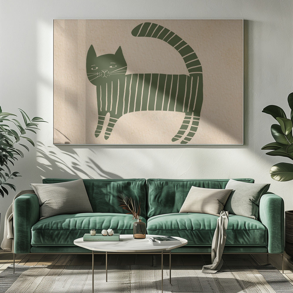 Grünes Katzen-Kinderzimmer | Leinwand