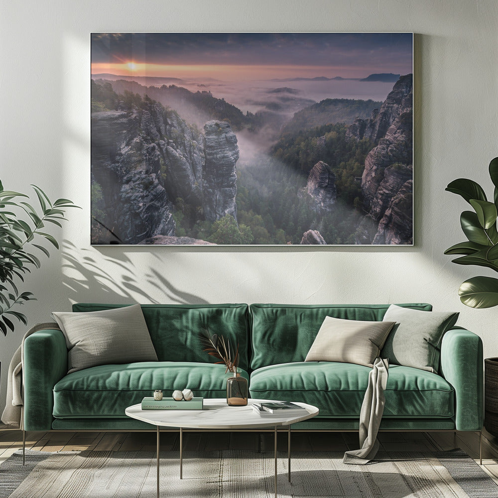 Sonnenaufgang auf den Felsen | Leinwand