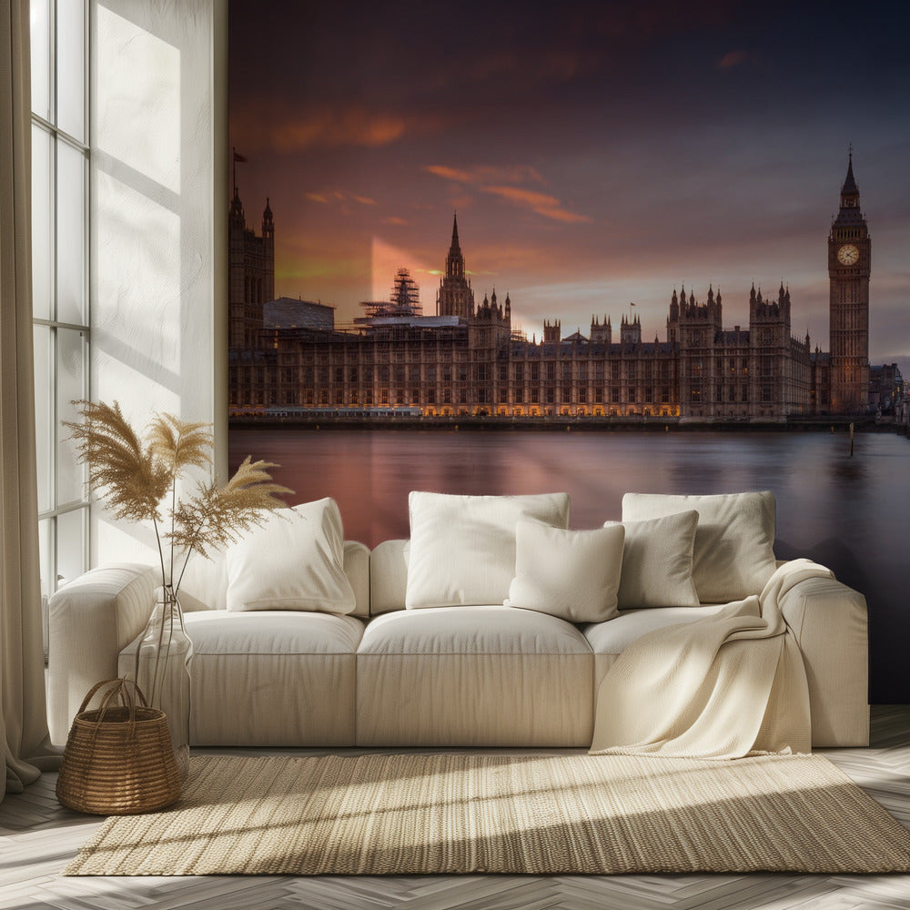Sonnenuntergang im Londoner Palace of Westminster | Hintergrundbild
