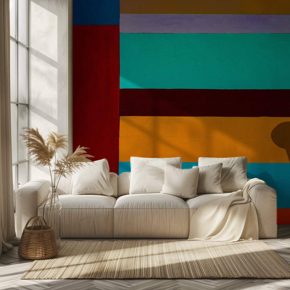 Lampe und gestreifte Wand | Tapete