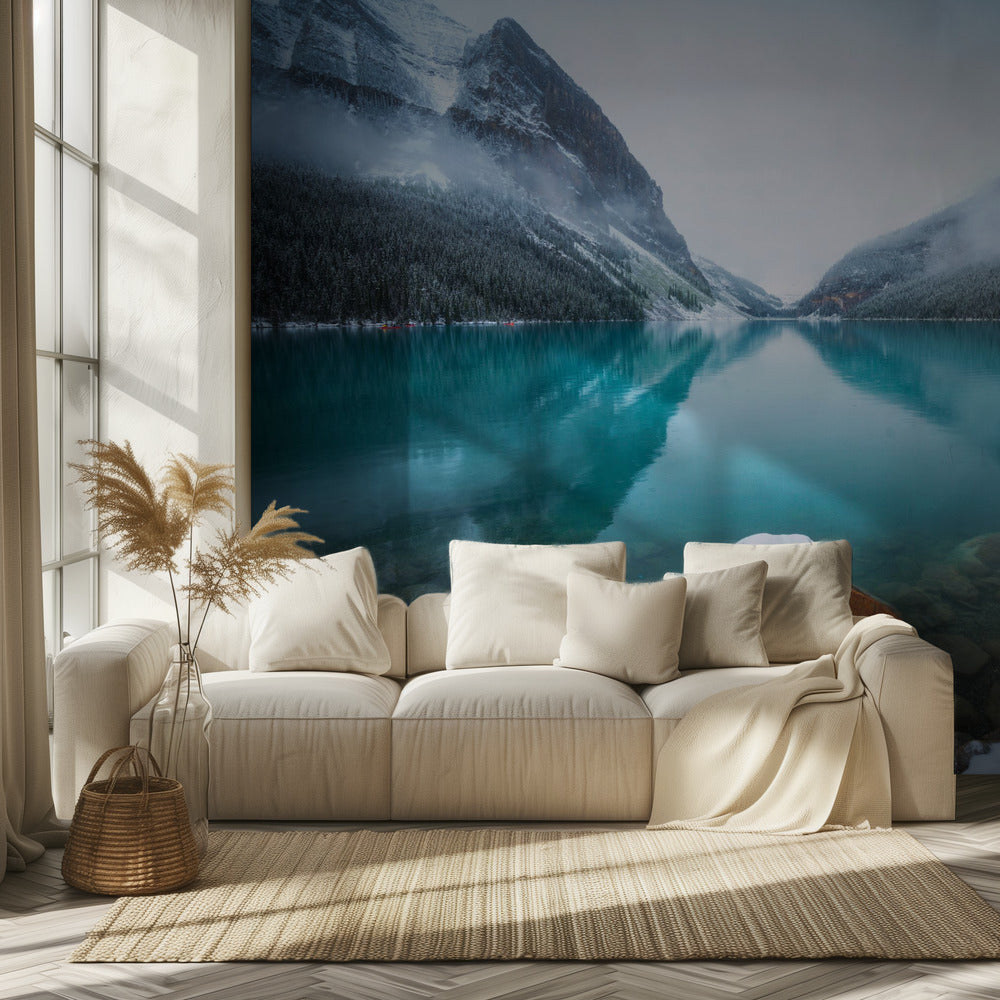 Nebliger Lake Louise | Hintergrundbild