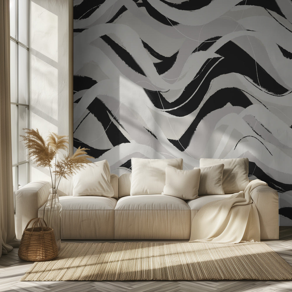 Monochrome Wellen | Tapete