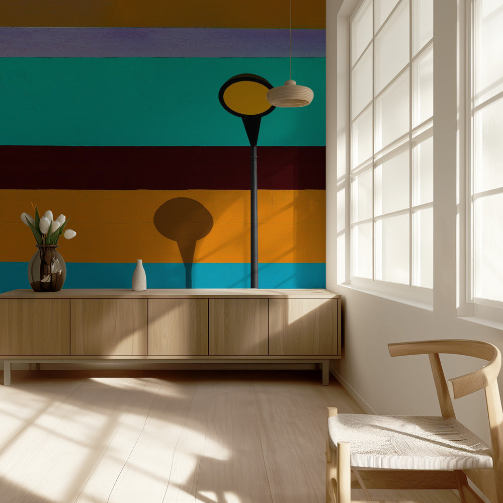 Lampe und gestreifte Wand | Tapete