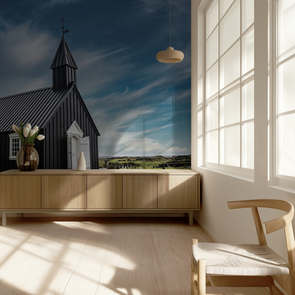 Schwarze Kirche in Island | Hintergrundbild