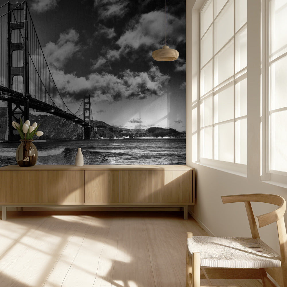 Surfen unter der Golden Gate Bridge | Hintergrundbild