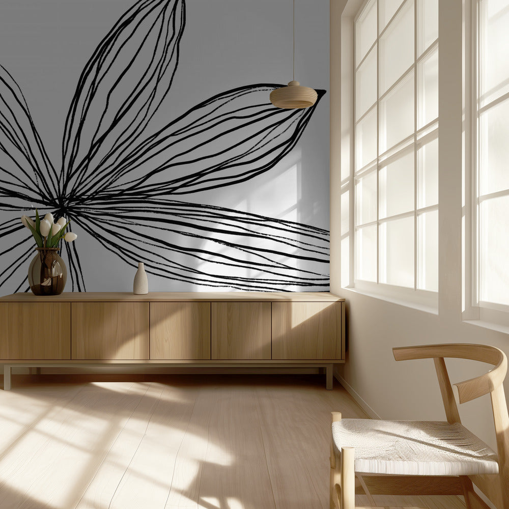 Minimalist Black and White Petals | Wallpaper